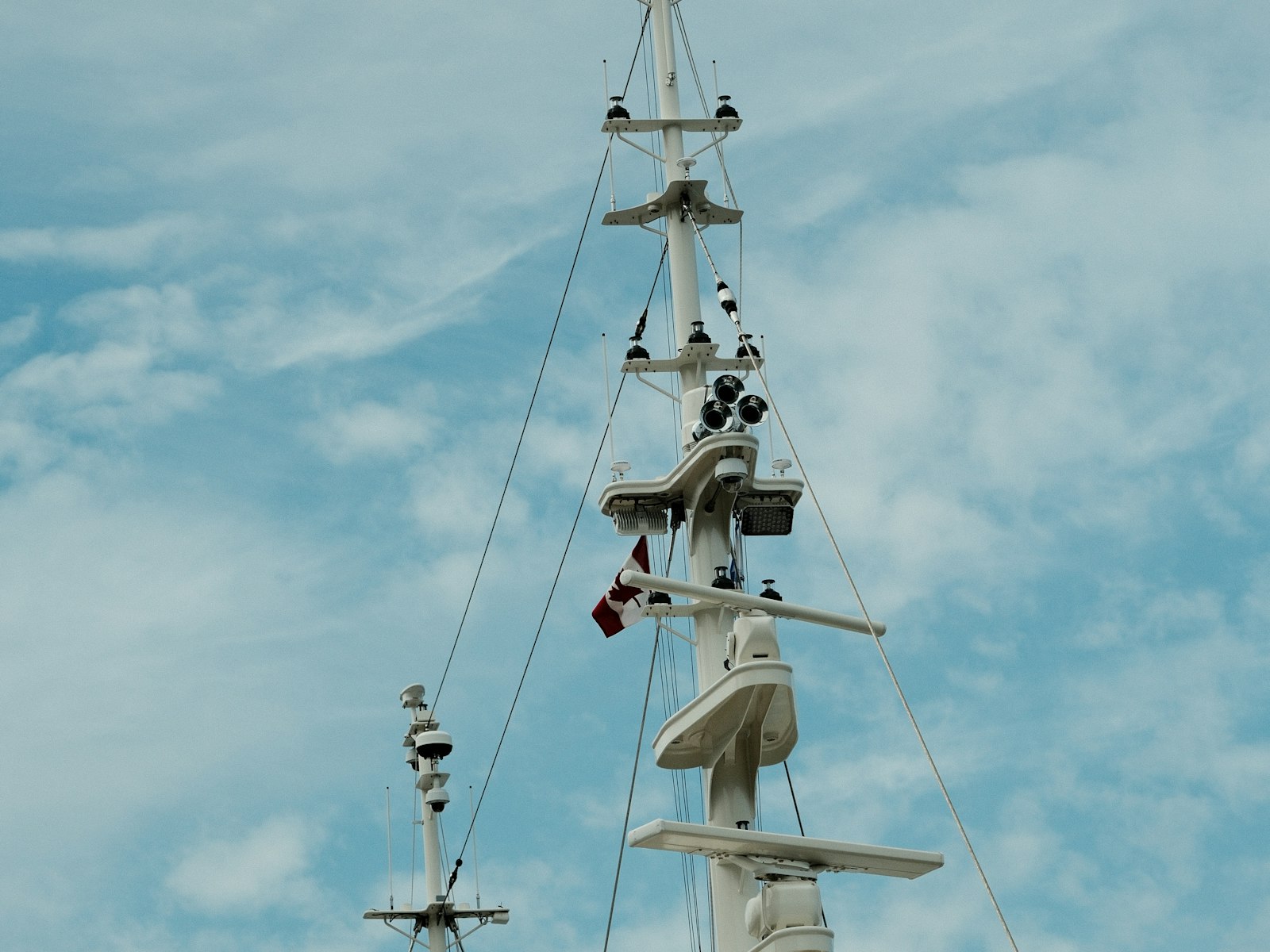 Ship mast carrying radar and communication equipment